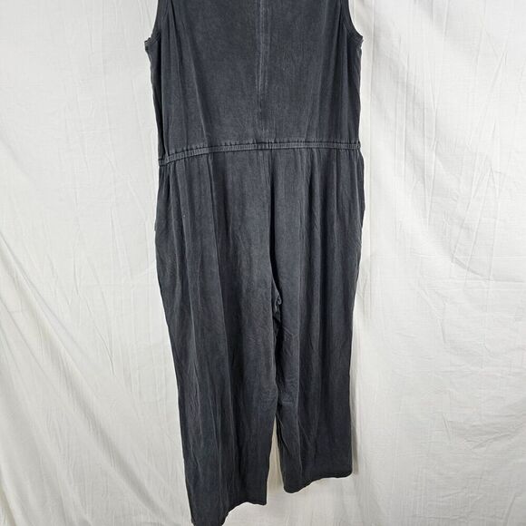 Eileen Fisher Size Large Graphite Tencel Stretch Drawstring Jumpsuit - Picture 7 of 8